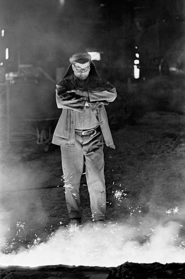 tapping the furnace, steelworks,Bilston, 1976